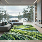 Verdant Hills Winding River Landscape Rug