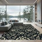 Cream Blossom Branch Dark Background Rug