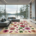Pink Roses Purple Daisies Clover Collage Rug