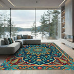 Jewel Tone Floral Mandala Medallion Surface Rug