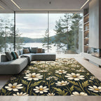 Vintage Cream Wildflower Meadow Garden Rug