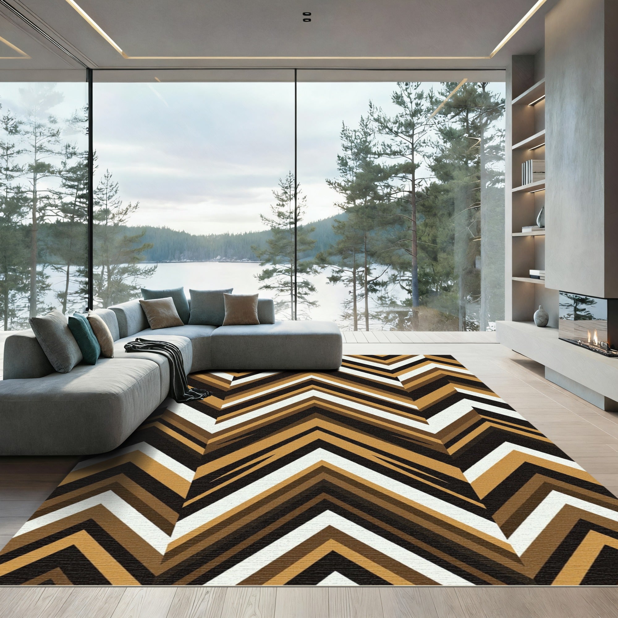 Bold Earthy Chevron Zigzag Rug