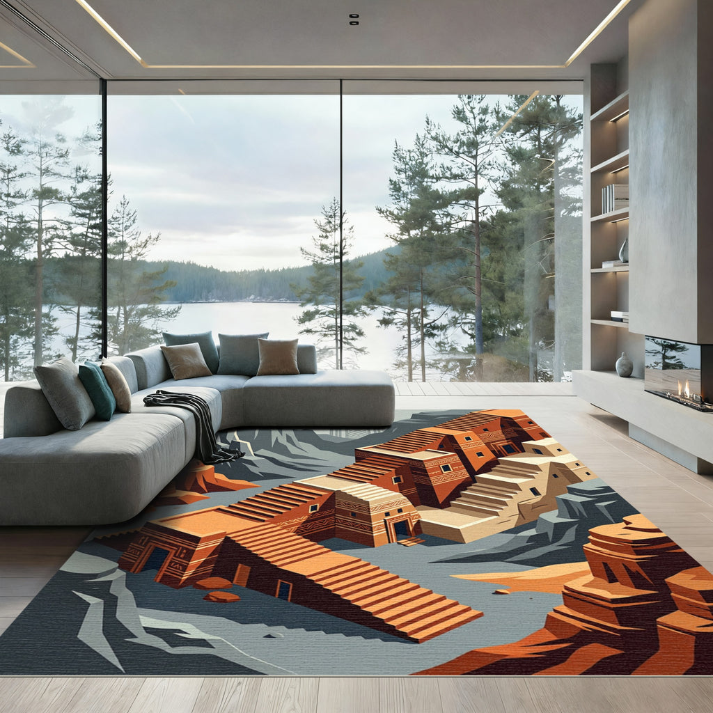 Terracotta Geometric Pueblo Arch Rug