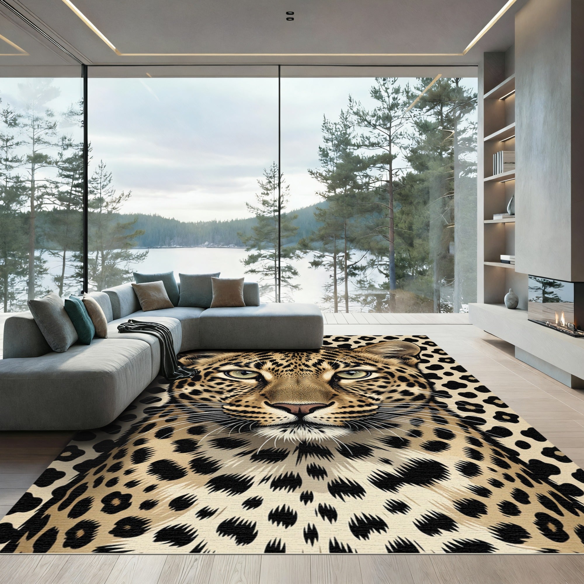 Bold Leopard Spot Jungle Portrait Rug