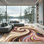 Rose Gold Swirl Agate Glitter Rug