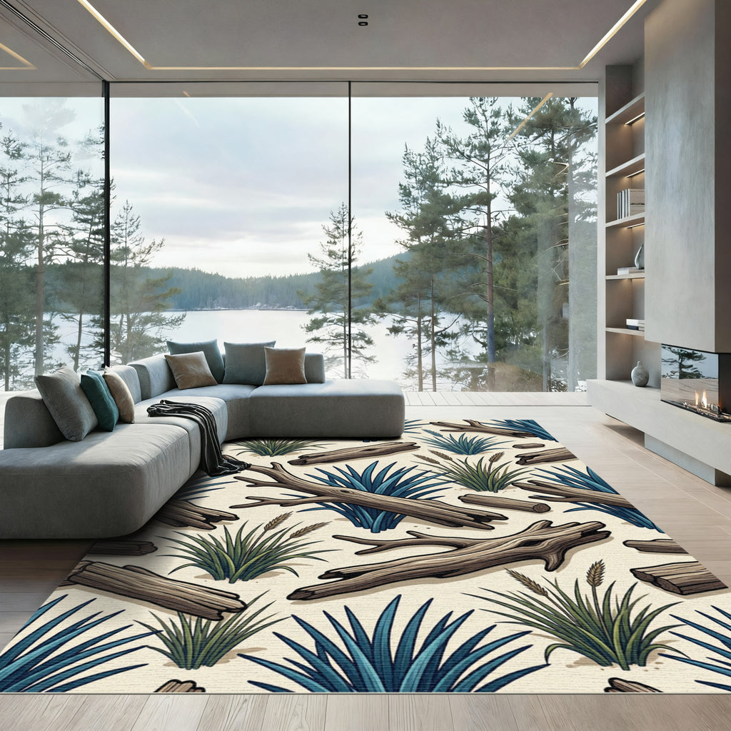 Rustic Blue Agave and Driftwood Forest Rug