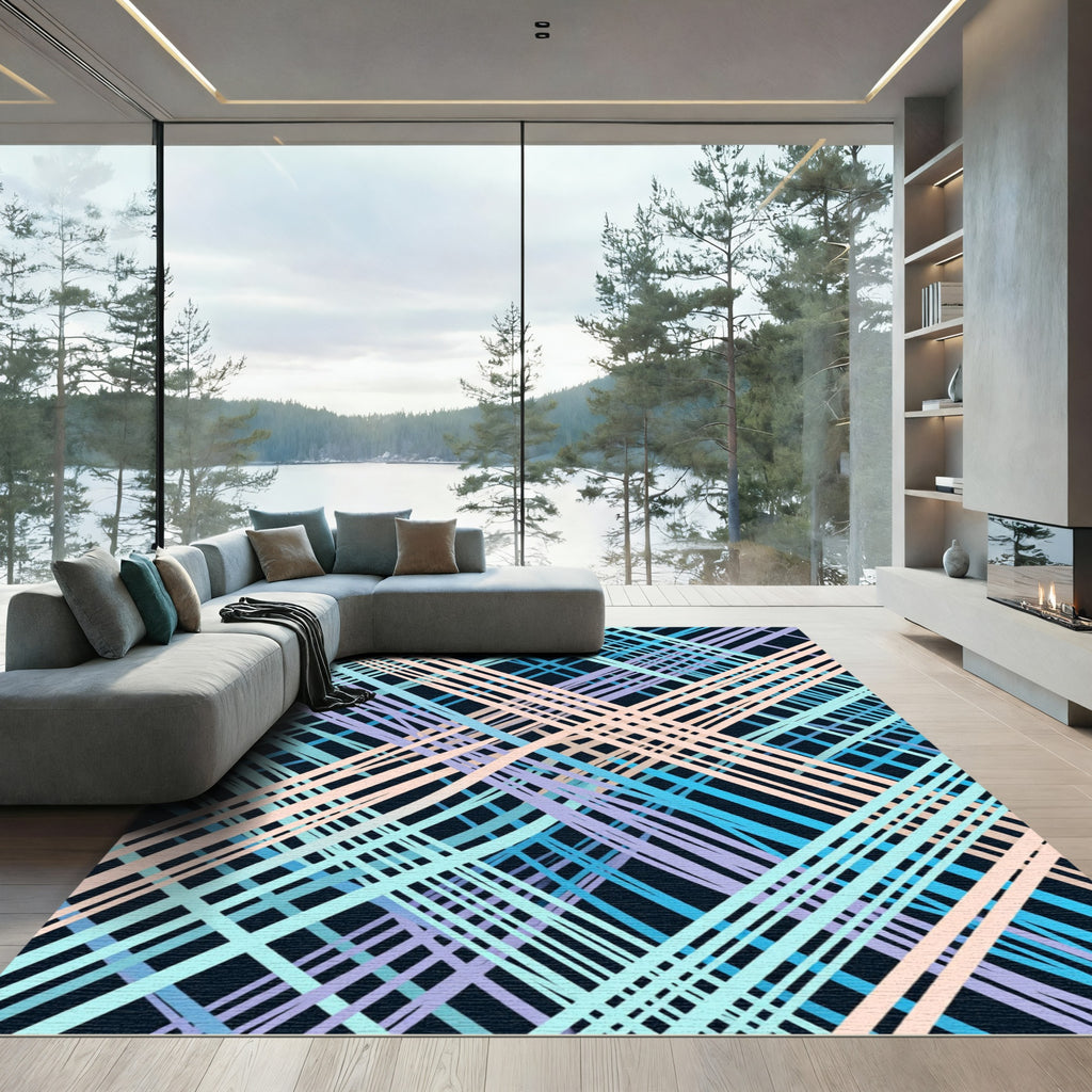 Pastel Palette Intersecting Diagonal Lines Rug