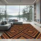Earthy Brown Tribal Geometric Diamond Rug