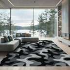 Modern Urban Monochrome Camouflage Abstract Rug