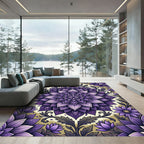 Radiant Purple Dahlia Floral Mandala Rug