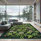Botanical Passion Flower Forest Green Trellis Rug