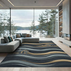 Earthy Tones Flowing Coastal Cabin Art Rug