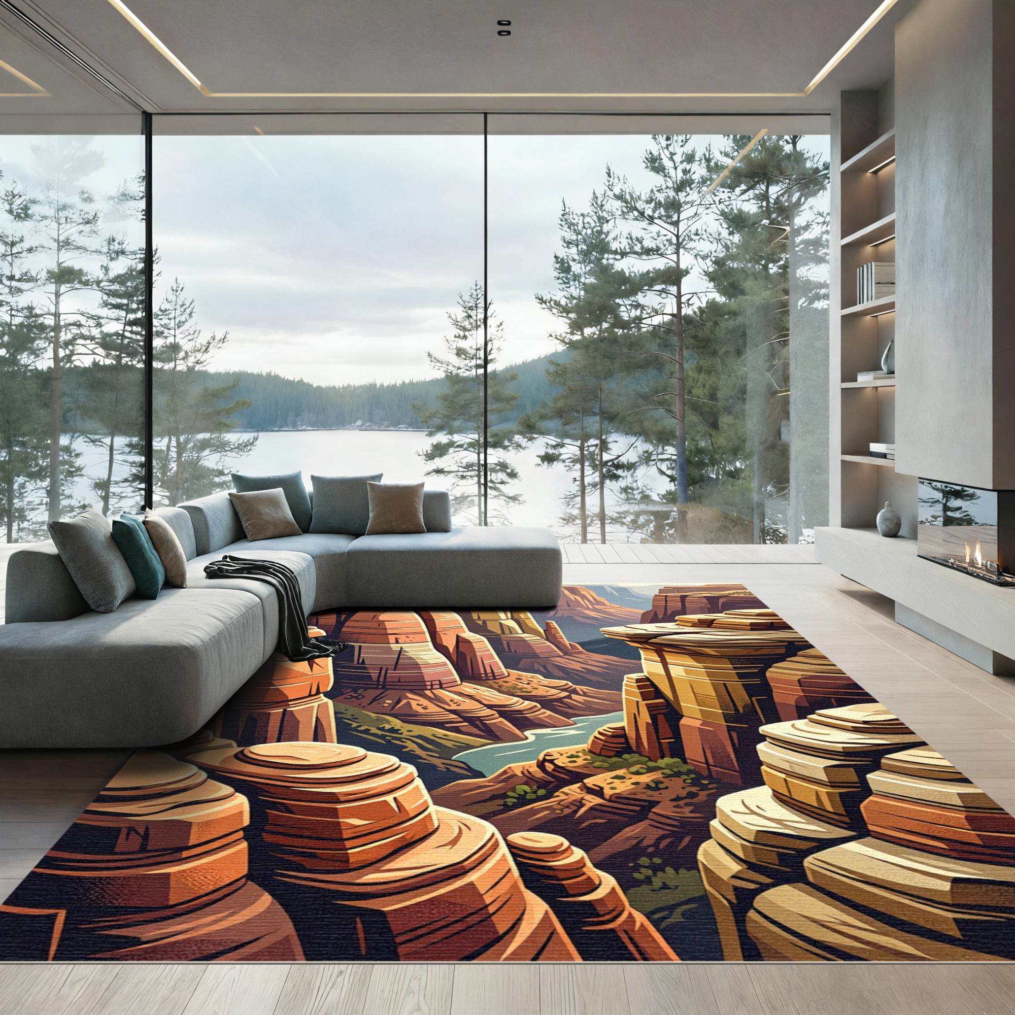 Grand Canyon Terracotta Layered Landscape Rug