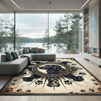 Vintage Black Labrador Compass Art Rug