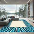 Dynamic Blue Sunburst Graphic Radiance Rug