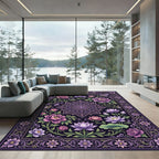 Elegant Purple Floral Lotus Medallion Rug
