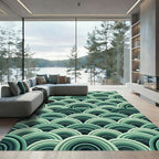 Emerald Green Arc Waves Rug