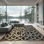Metallic Gold and Silver Entwined Scroll Rug