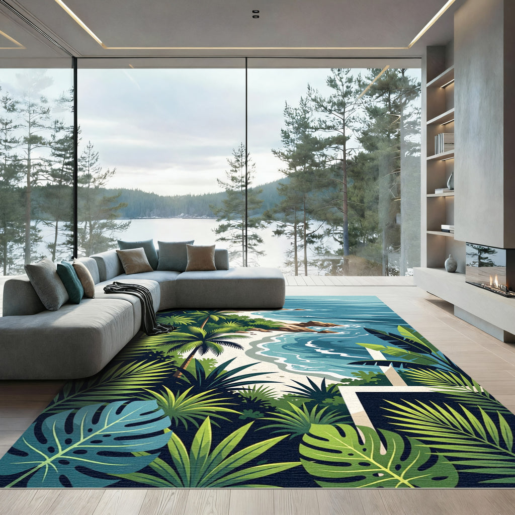 Tropical Jungle Beach Coastal Paradise Rug
