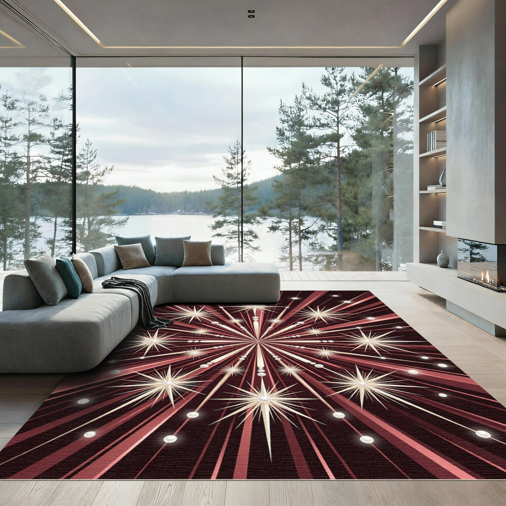 Crimson Starburst Radiant Pearl Radiance Rug