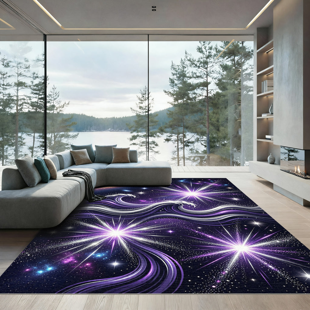 Cosmic Radiant Celestial Wave Swirl Rug