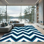 Modern Teal and Navy Zigzag Chevron Rug