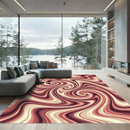 Crimson Swirl Marble Abstract Rug