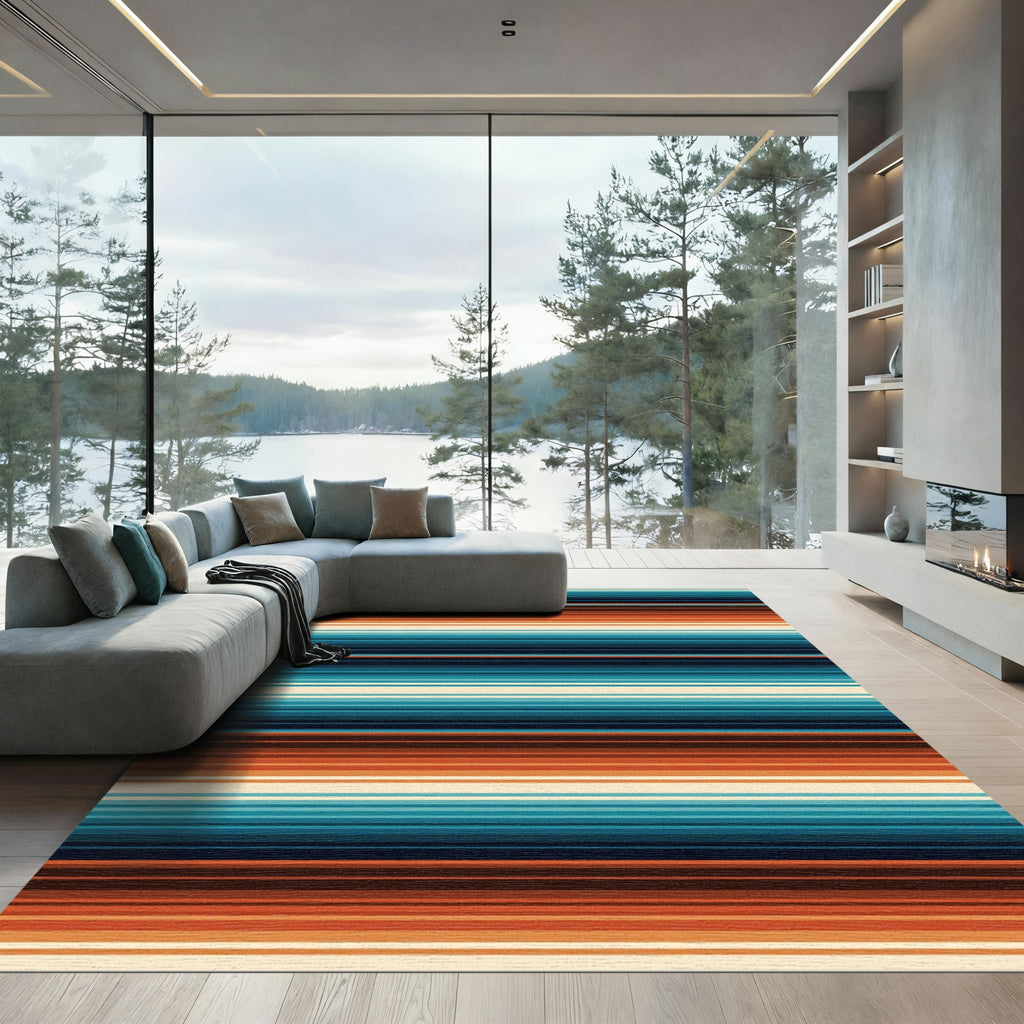 Southwestern Sunset Striped Earthy Tones Rug