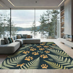 Golden Beagle and Fern Botanical Illustration Rug