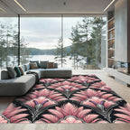 Pink Feathered Art Deco Fan Rug