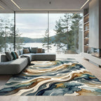 Abstract Stormy Ocean Wave Swirl Rug