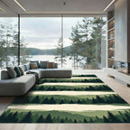 Earthy Forest Silhouette Striped Area Rug