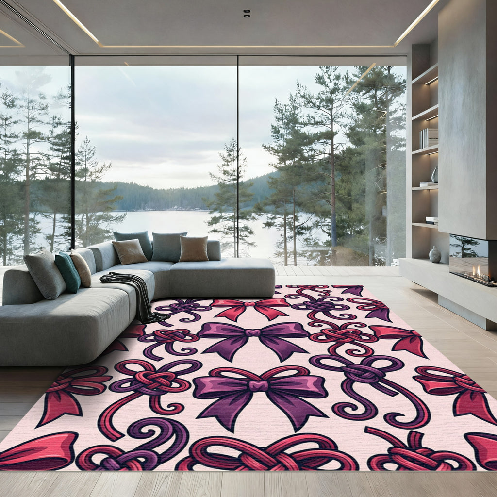 Pink Purple Bows Knots Collection Rug