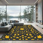 Golden Star Interwoven Geometric Composition Rug
