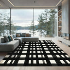 Black White Checkerboard Grid Rug