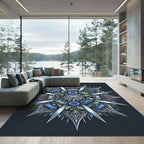 Celestial Blue Floral Star Medallion Rug