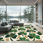 Emerald Shamrock Gold Celtic Knot Accent Rug