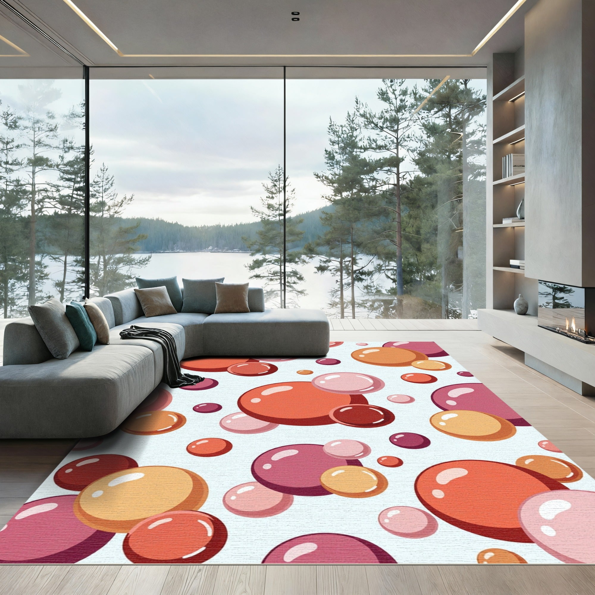 Pink Orange Bubbles Gradient Scatter Rug
