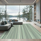 Green Vertical Wavy Line Stripe Rug