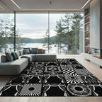 Ornate Swagged Drapes Sunburst Frame Rug