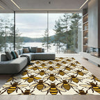 Honeybee Yellow Geometric Repeating Insect Rug