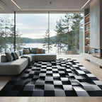 Monochromatic 3D Metallic Cubic Illusion Rug