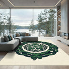 Celtic Shamrock Intertwined Vine Green Medallion Rug