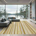Minimalist Metallic Gold Vertical Stripe Rug