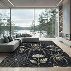 Gothic Spider and White Flower Illustration Rug