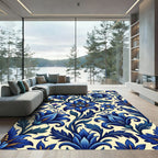 Rich Blue Floral Garden Accents Rug