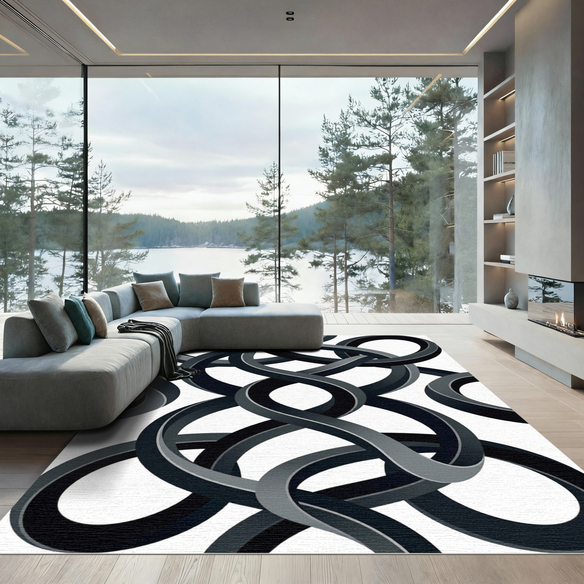 Monochromatic Intertwined Abstract Loops Rug