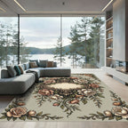 Vintage Rose Floral Ornate Medallion Rug