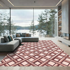 Elegant Terracotta Lattice Grid Rug