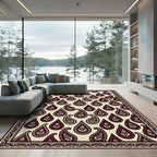 Deep Burgundy Paisley Floral Boughs Rug